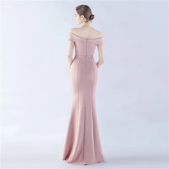 Homecoming Dresses: Women's Off Shoulder Evening Dress Long Soft Satin Formal