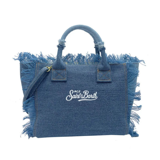 Bag for women's travel, solid color denim, small size, handmade tassel handbag