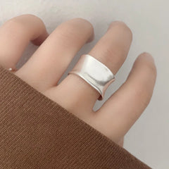 925 Sterling Silver Rings For Women Simple Finger Open Vintage Gold Wide