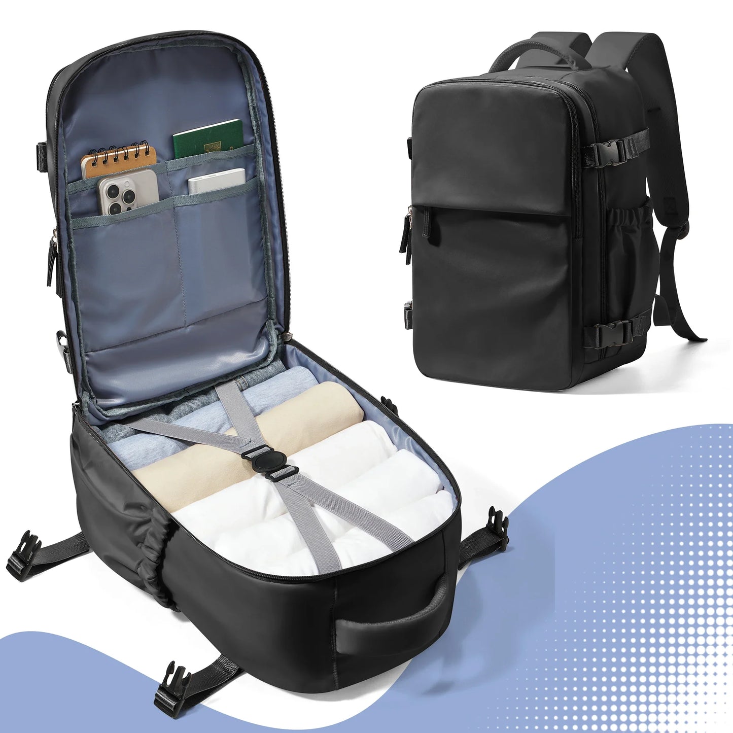 Travel Backpack Cabin Bag 40x26x18 Wizzair Carry-Ons, Aeroplane Men Women 15.6 inch Laptop Backpack, Waterproof Casual Bussiness