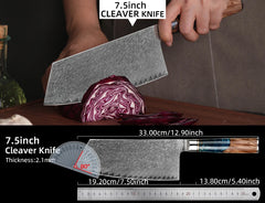 Kitchen Knives-Set Damascus Steel VG10 Chef Knife Cleaver Paring Bread Knife Blue