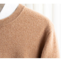 Pure Wool Sweater Men's Autumn Winter O-Neck Pullovers Business Casual