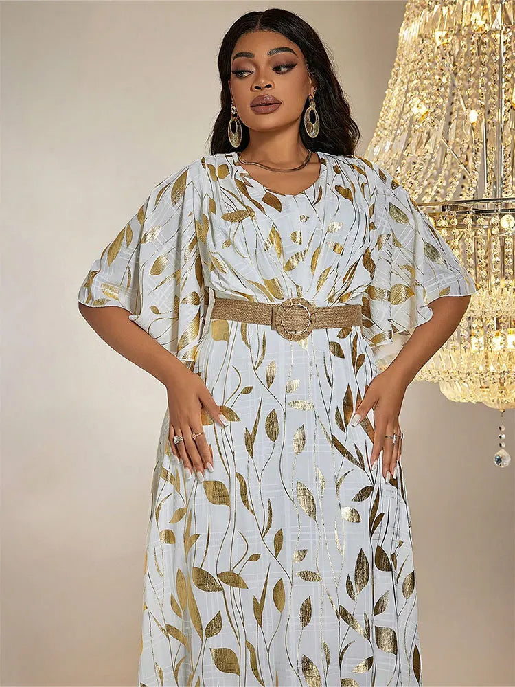 Women Plus Size Maxi Dresses Wedding Guest Mom Banquet Dress Lotus Sleeves