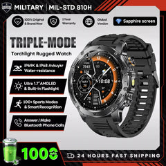 New Men Military Outdoor 1000mAh Battery Smart Watch GPS NFC Watches 3ATM Waterproof Swim 1.7-inch HD Bluetooth Call Smartwatch