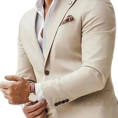 Tuxedo for Mens: Mens Fashion Beige Slim Business Men's Suit Groom Tuxedo Wedding