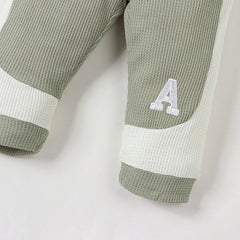 Autumn and winter baby boy cute fashion sports style A-line embroidery design long sleeved round neck top and pants set