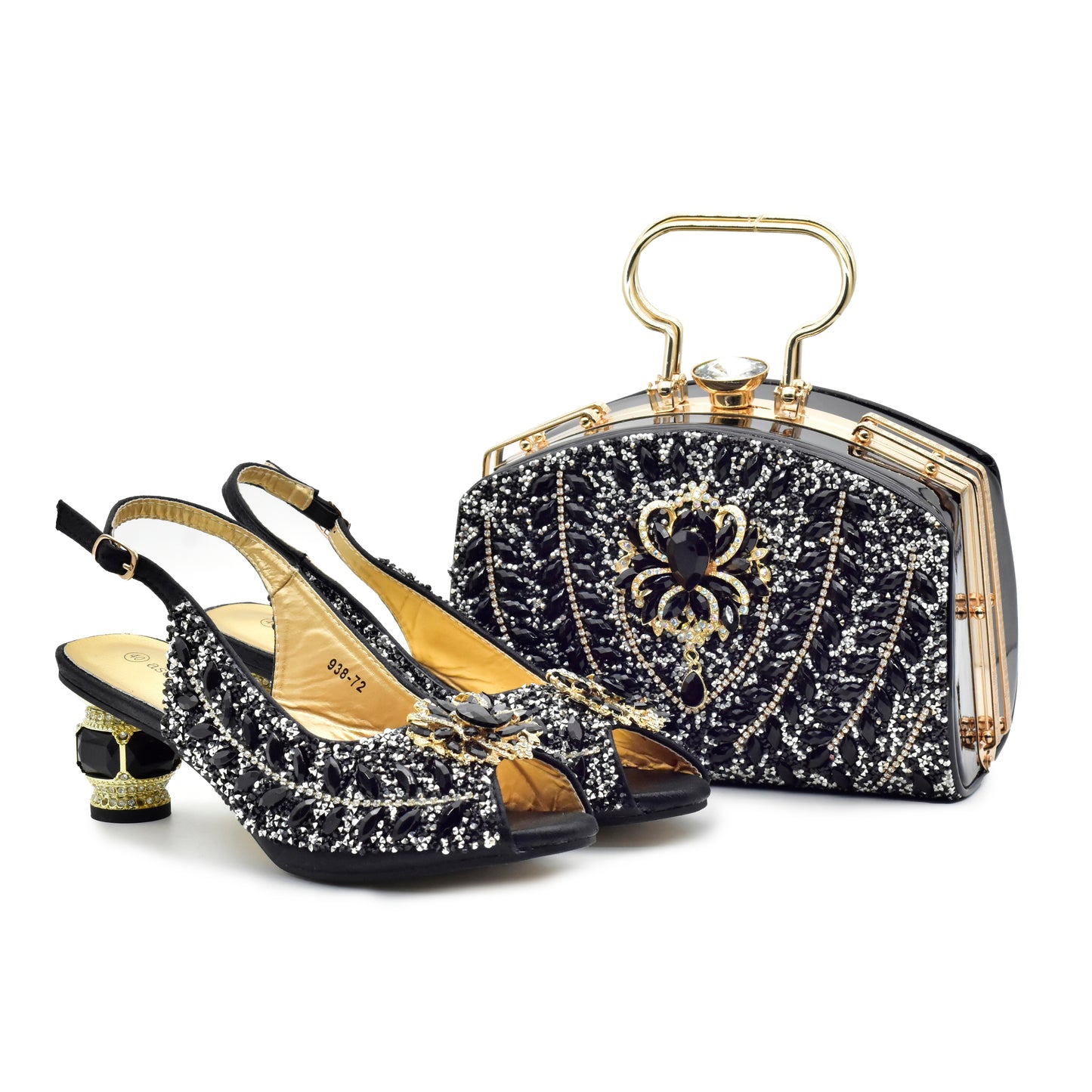 Matching Shoes and Bags: Shoes And Bag Matching Set With Gold Women Italian Shoes