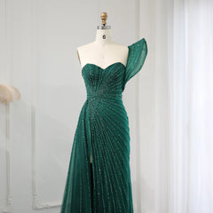 Homecoming Dresses: Green One Shoulder Mermaid Evening Dresses for Women
