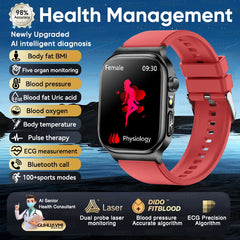 2025 New Five organ examination Health Care Smart Watch Men ECG+PPG Uric Acid Blood Fat Bluetooth Call Sports tracker Smartwatch