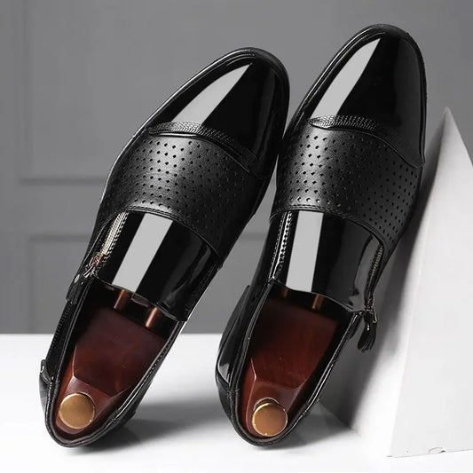 Italian Black Formal Shoes Men Loafers Wedding Dress Patent Leather Oxford