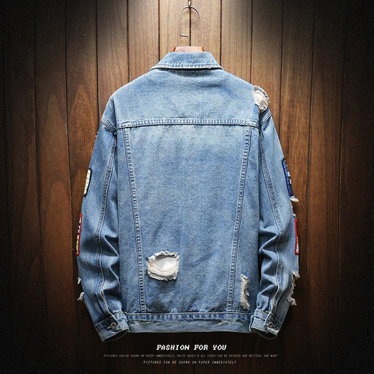 Male Jeans Coat Men Brand Denim Jacket Hip Hop Streetwear Punk Motorcycle
