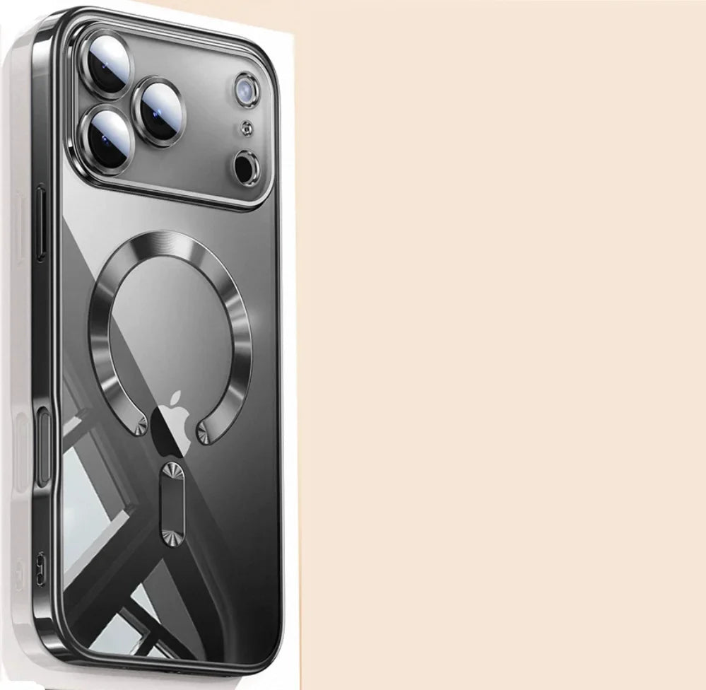 1pc Glossy Electroplated Lens Protector Magnetic Case For Apple 17 17PRO 17AIR 17 Pro Max Supports Wireless Charging