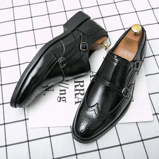 Handmade Men Formal Shoes Leather Business Dress Wedding Flats Man