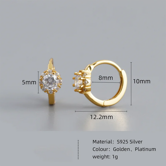 WANTME 925 Sterling Silver Luxury Shiny Zircon Huggies Hoop Earrings for Women Fashion Elegant Charms Wedding Party Jewelry Gift