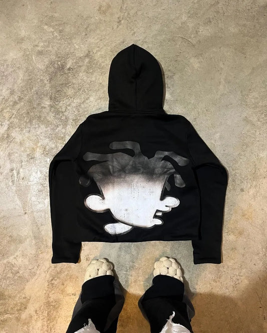 American Harajuku fashion cartoon letter print hoodie male y2k Goth punk couple Street
