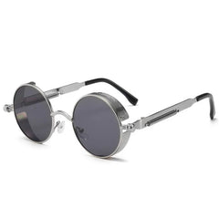 Classic Steampunk Sunglasses for Men and Women Retro Round Metal Frame Sunglasses