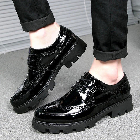 Thick Bottom Men business Dress Shoes Leather Luxury Italian Style Men