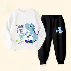 Autumn Children Boy Clothes Set Kid Girls Dinosaur Printed Sweatshirts Pullover Top & Pants Bottom 2pcs Outfits Baby Tracksuits