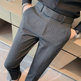 Men Formal Trousers Fashion Design Male Dress Pants Stripe Slim Fit Business