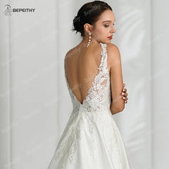 White Bridesmaid Dresses: V Neck Backless Satin Ivory Wedding Dresses For Women