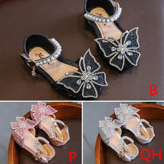 Summer Kids Girls Sandals Fashion Sequins Rhinestone Bow Girls Princess Shoes