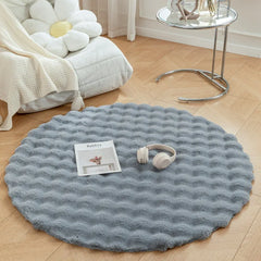 Faux Fur Round Carpets Luxury Bubble Shaped Plush Rugs for Bedroom Decor Non Slip