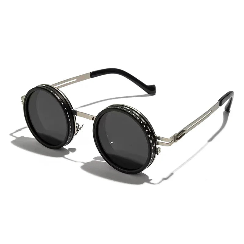 SHAUNA Retro Metal Round Punk ND9-level Adjustable Dimming Sunglasses Women Polarized UV400 Fashion Men Outdoor Sun Glasses