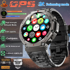 2025 NEW T-Rex 3 Ultra Men Outdoor Military GPS Smart Watch AMOLED HD Screen Compass 500MAH BT Call 5ATM Waterproof Smartwatch