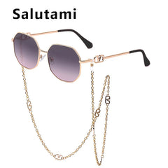 Sunglass Women Fashion Brand Alloy Small Gradient Sunglasses Chain Lady