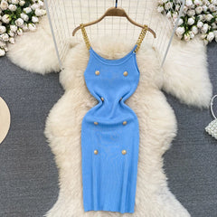 Sleeveless Elastic Knit Bodycon Dress Chic Vestidos Women
