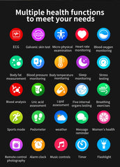 2025 New Five organ examination Health Care Smart Watch Men ECG+PPG Uric Acid Blood Fat Bluetooth Call Sports tracker Smartwatch