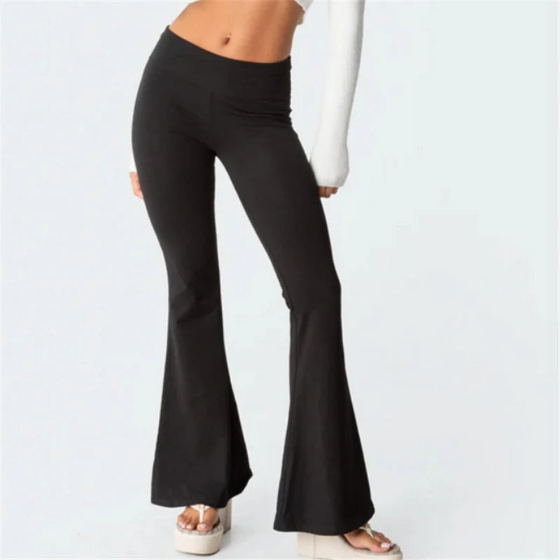 Casual Solid Color Low Rise Trousers Women Basic Slim Fitness leggings Sweatpants