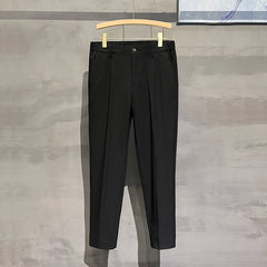 Men's Slim Suit Pants Fashion Draped Elastic Waist Business Office Formal Trousers