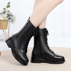Women's winter shoes Genuine Leather Boots Women Military Large size