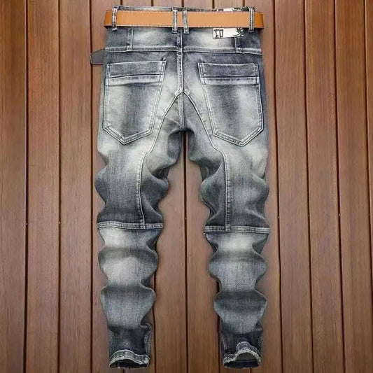 autumn Men's Jeans Vintage Solid Color Classic Jeans