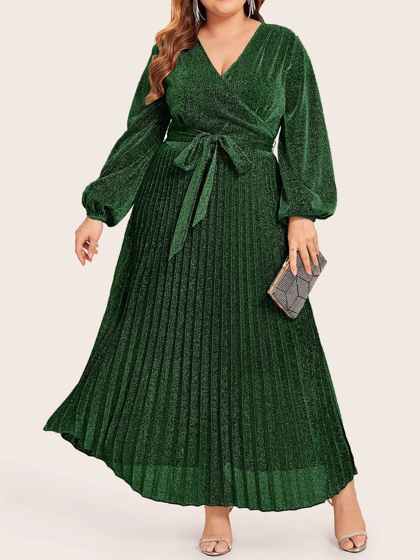 Plus Size Women Clothing Elegant Long Sleeves Female Maxi