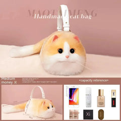 Lolita Plush Cute Cat Bag Women Harajuku Animal Circular Fur Soft Kawaii