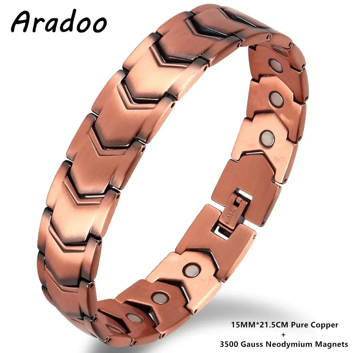 ARADOO Pure Copper Bracelet for Men Vintage Magnetic Bracelets Wristband Adjustable Jewelry Gift