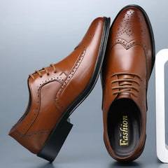 Handcrafted Mens Oxford Shoes Genuine Calfskin Leather Brogue Dress Shoes
