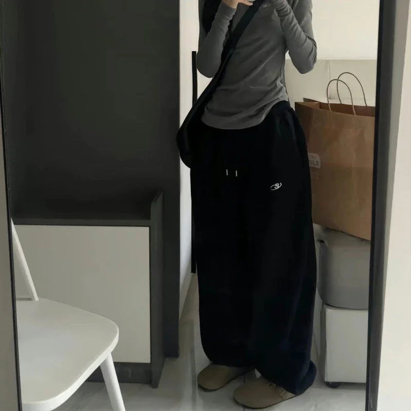 Winter Fleece Harem Pants for Women Y2K High Waist Oversized Loose Sweatpants Fashion Streetwear All-Match Drawstring Trousers