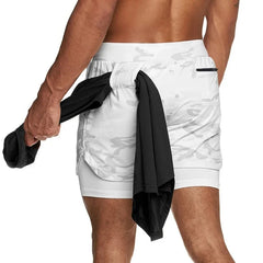 Running Shorts Men 2 In 1 Double-deck Quick Dry GYM Sport Shorts Fitness Jogging