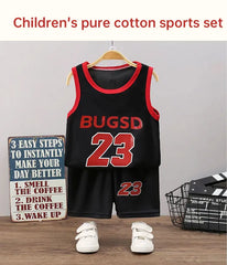 Children's Sets Summer Children Sleeveless T-shirt Shorts Set Quick-drying Outdoor Tank Top Shorts Sets Boys Sport Basketball Tr