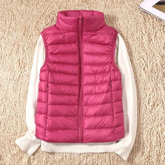 Down Jacket Women Sleeveless Ultra Light Down Vests Slim Jacket Girl Gilet Lightweight