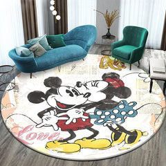 Minnie Mickey Mouse,beauty Cartoon HD Printed Round Carpet, Bedroom, Balcony