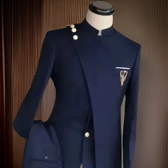 Tuxedo for Mens: Slim Fit Men Suits for Wedding with Mandarin Stand Collar Male