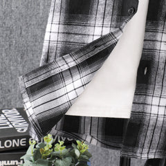 Boys Plaid Outfit Short Sleeves Button Down Hooded Shirt & Shorts Casual For Summer Kids Clothes