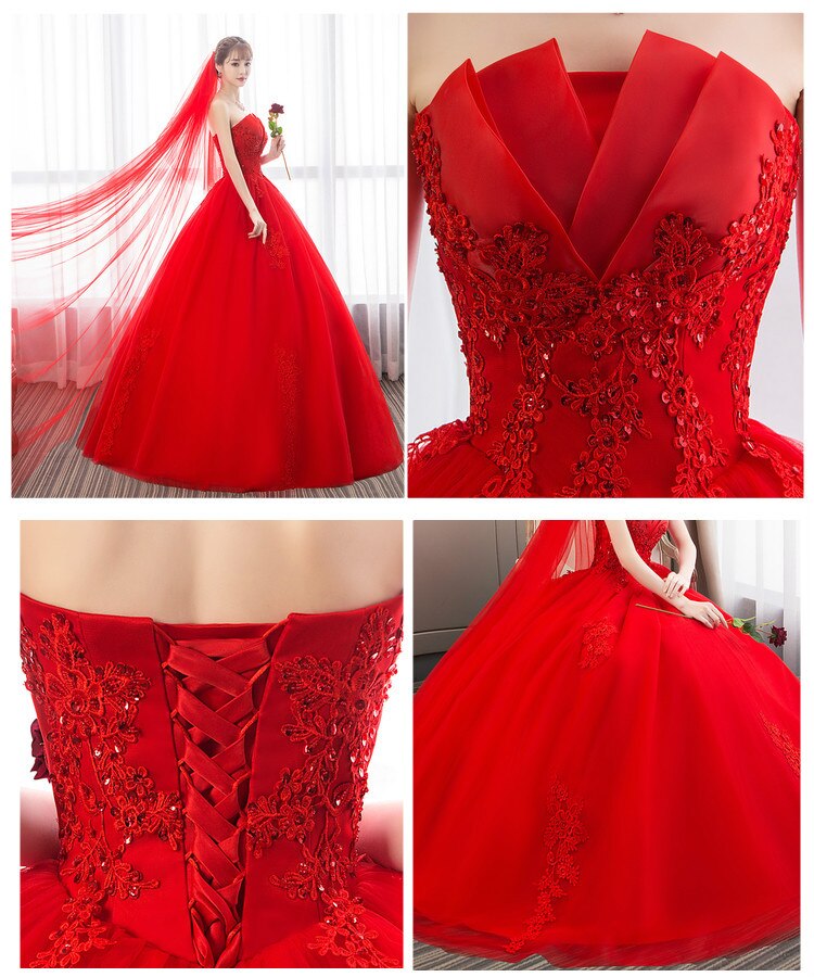 White Bridesmaid Dresses: Wedding Dress Red Bride Princess Dream Bud Tube Top
