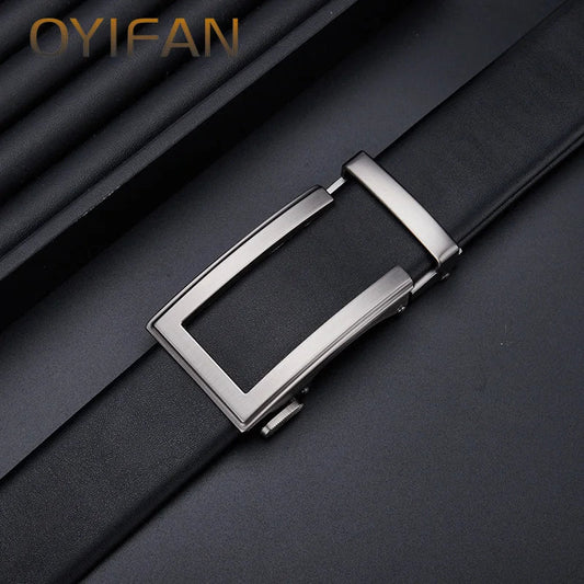 Fashion Designer Men's Automatic Belt 110-130cm Alloy Automatic Buckle Ratchet Belt Men's Genuine Leather Belt