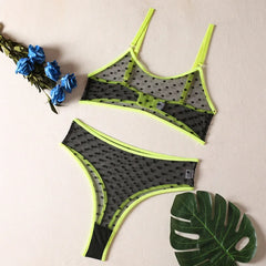 Lingerie Set Polka Dot Women Underwear See Through Bra Panty Set