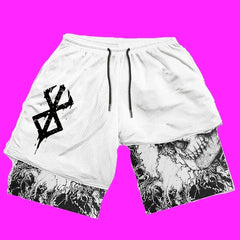 Y2K Men Streetwear Anime High Waist Oversize Breathable Gym Short Pants